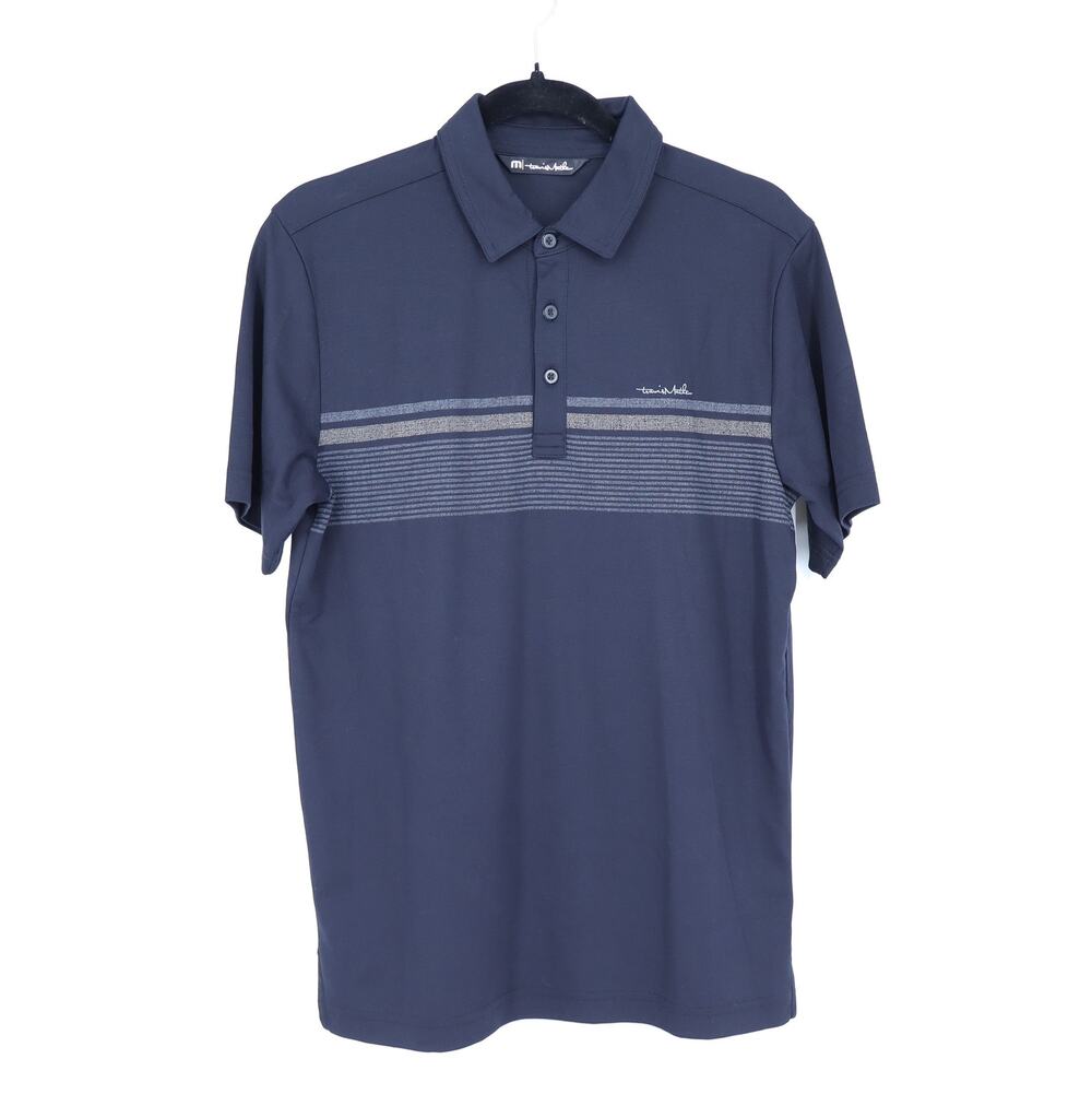 Travis Mathew Signal Performance Golf Polo Black Stripe Short Sleeve Men's S
